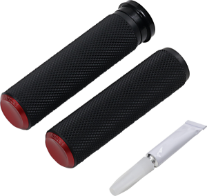 Fusion Knurled Grips Black, Red, 1, nordicamoto.ro