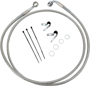 Extended Length Stainless Steel Brake Line Kit Silver, Clear-coated
