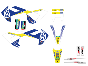 Trophy Graphic Kit With Seat Cover Yellow, White, Blue