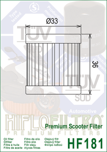 Filtru ulei APRILIA 125/PIAGGIO 125 Hiflofiltro HF181