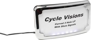 3-hole Mounted Led Lighted License Plate Frame Chrome, 3, nordicamoto.ro