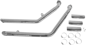 Drag Pipes Exhaust System Chrome, 2, nordicamoto.ro