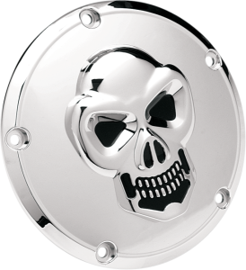 Chrome 3-d Skull Derby Cover Black, Chrome
