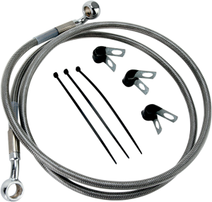 Extended Length Stainless Steel Brake Line Kit Silver, Clear-coated