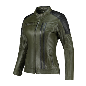 Geacă Piele Damă Rusty Stitches Alice Green/Black