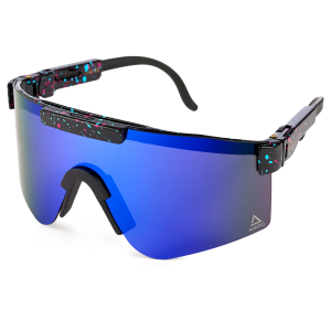 AMOQ Comet Sunglasses Black Splash - Blue Mirror