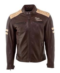 Geaca Piele Rusty Stitches JARI Brown/Beige