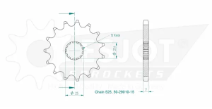 Pinion standard față 525, culoare naturală, 2, nordicamoto.ro