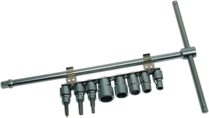 Sliding T-driver With 8-piece Socket Set Chrome, Polished