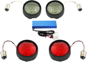 Complete Front & Rear Turn Signal Conversion Kit With Bullet Bezel Lenses Black, 1, nordicamoto.ro