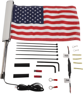 Led Lighted Flagpole With American Flag Chrome