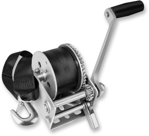 Trailer Winch With Strap Black