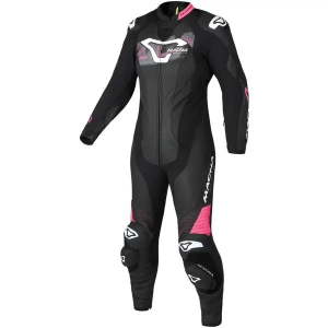Combinezon de piele dama 1 piesa MACNA BLITZ 38 Negru/Roz/Alb, nordicamoto.ro