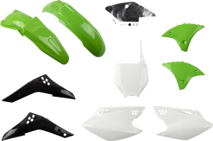 Set complet de piese de schimb din plastic pentru caroserie – negru, verde, alb, 1, nordicamoto.ro