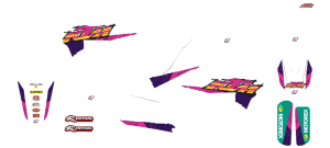 Graphic Kit Retro With Seat Cover White, Purple, Pink, 3, nordicamoto.ro