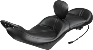 Heated One-piece 2-up Touring Seat With Driver Backrest Black