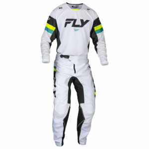 Combo Echipament Mx/Enduro Fly Kinetic Alb/Negru/Fluo