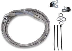 Extended Length Stainless Steel Brake Line Kit Silver, Clear-coated