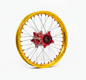 Elite Mx-en Wheel, Silver Spokes Gold, Red