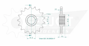 Pinion standard față 525, culoare naturală, 2, nordicamoto.ro
