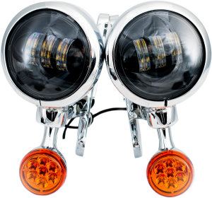 Light Brackets With Led Auxiliary Lights And Turn Signals Chrome, 2, nordicamoto.ro