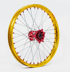 Elite Mx-en Wheel, Silver Spokes Gold, Red