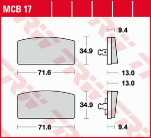 Placute frana fata TRW Organice BMW R65/ R75 / 6/ R75 / 7/ R80 / 7/ R 90S/ R100 / 7/ R 100RS / RT / S / T '73 -'80