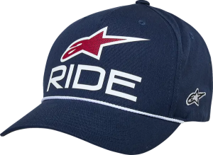 Ride Comp Curved Bill Snap Hat White, Navy 