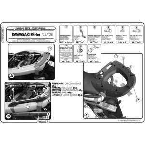 Cadru Top Case Kappa KAWASAKI ER-6N / ER-6F 650 '05-'08