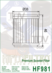 Filtru ulei YAMAHA YP125 R Hiflofiltro HF981