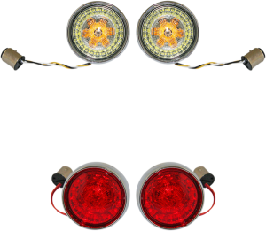 Complete Front & Rear Turn Signal Conversion Kit With Bullet Bezel Lenses Chrome