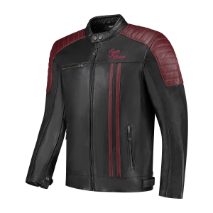 Geaca Piele Rusty Stitches Cooper Black/Maroon
