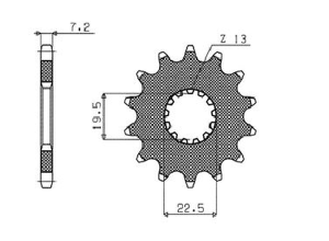 Pinion pentru arbore intermediar Powerdrive, negru, parkerizat, 2, nordicamoto.ro