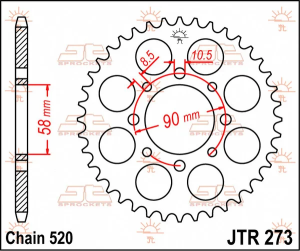 JT SPROCKETS Pinion spate, culoare naturală, 1, nordicamoto.ro