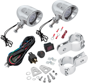 Highway Bar Mini Driving Lights Kit Chrome, 2, nordicamoto.ro