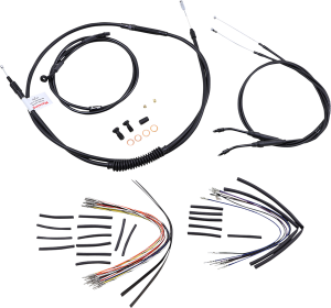 Complete Black Vinyl Handlebar Cable/line Kit For Ape Hanger Handlebars Black