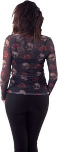 Women's Floating Skulls Sheer Shirt Black