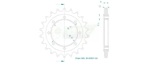 Pinion standard față 525, culoare naturală, 2, nordicamoto.ro
