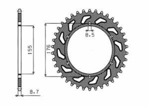 Pinion spate din oțel, culoare naturală 