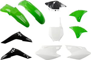 Set complet de piese de schimb din plastic pentru caroserie – negru, verde, alb, 2, nordicamoto.ro