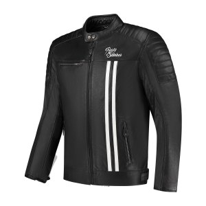 Geaca Piele Rusty Stitches Cooper Black/White