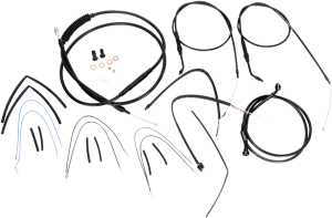 Complete Black Vinyl Handlebar Cable/line Kit For Ape Hanger Handlebars Black