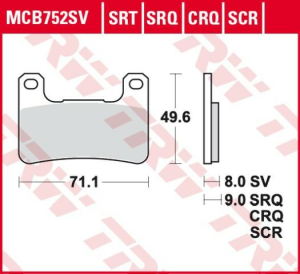 Placute frana fata TRW Carbon RACING (PERFORMANCE) KAWASAKI HP2 '18-/ZX10R '08-'15/SUZUKI GSXR 600/750 '04-'10/GSXR 1000 '04-'11/GSXR 1300 '08-'12