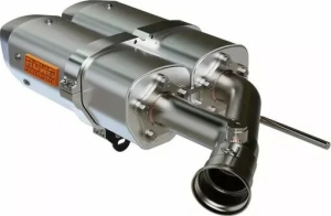 Tub de eșapament din aluminiu Apx, tip slip-on, anodizat transparent, 2, nordicamoto.ro
