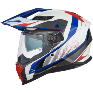 Cască moto AMOQ AI100 Mojave alb/roșu/albastru, nordicamoto.ro