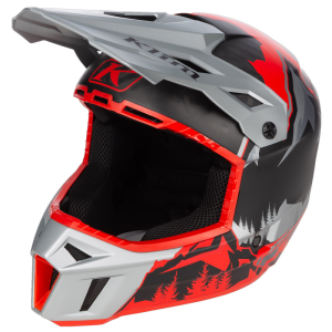 Casca Snowmobil Klim F3 Carbon ECE DNA Fiery Red - Monument Gray