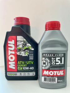 Pachet promotional Ulei 4T Motul ATV-UTV Expert 10W40 1l+lichid frana Motul DOT 5.1 0,5l