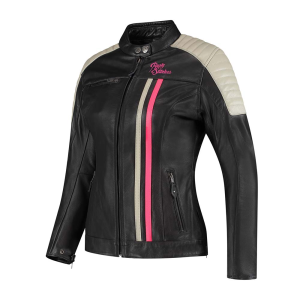 Geacă Piele Damă Rusty Stitches Alice Black/Pink Fluo