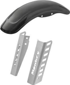 Front Fender Street With Fork Guards Black, Silver, 1, nordicamoto.ro