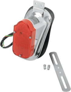 Universal Mount Tombstone Led Taillight With License Plate Mount Black, Chrome